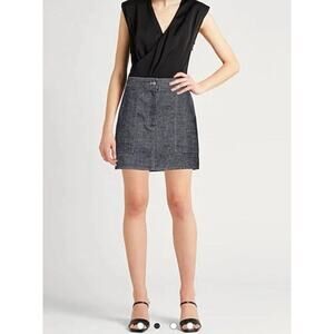 LVIR LA Project Mélange Denim Mini Skirt Blue Sz M Zip Fly Mid Wash Pockets NWT